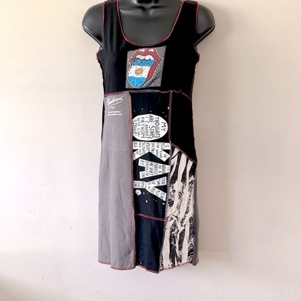 Styles Ever After one of one Vintage Rolling Stones Blk/gry Patchwork Dress XS
